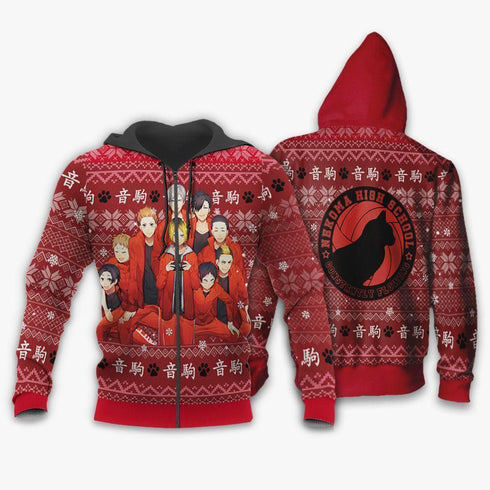 Divesart - Nekoma High Ugly Christmas Sweater and Hoodie Haikyuu Anime Xmas Shirt